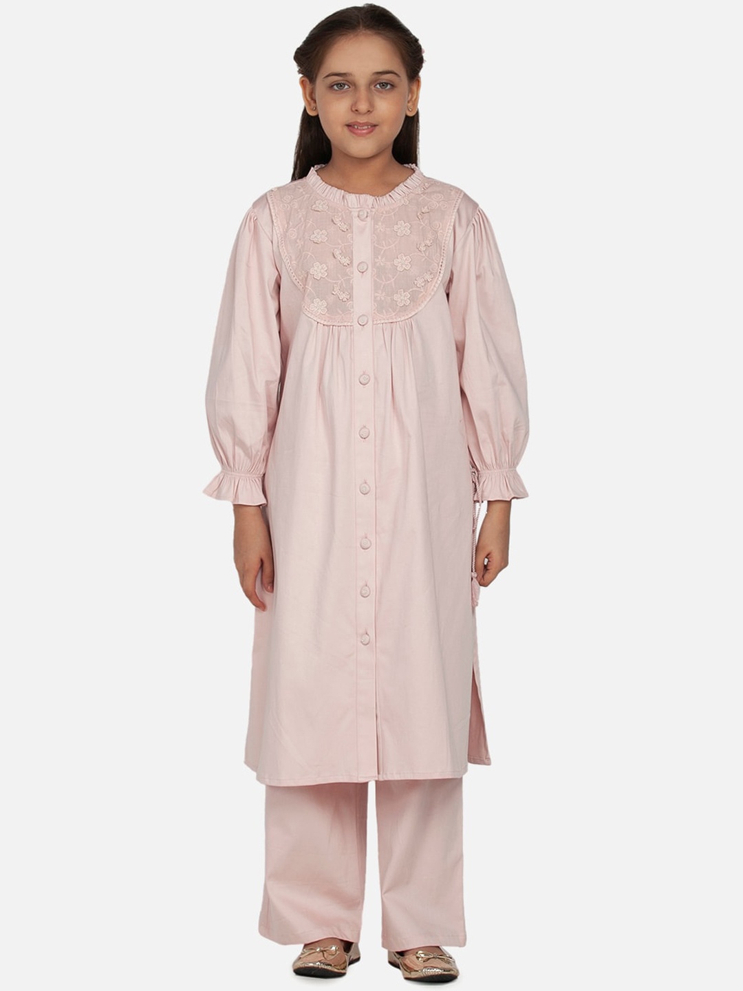 

BLANC9 Girls Pink Regular Pure Cotton Kurta with Salwar