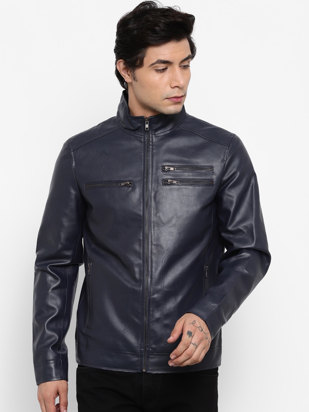 

WELBAWT Men Blue Lightweight e-Dry Technology Biker Jacket