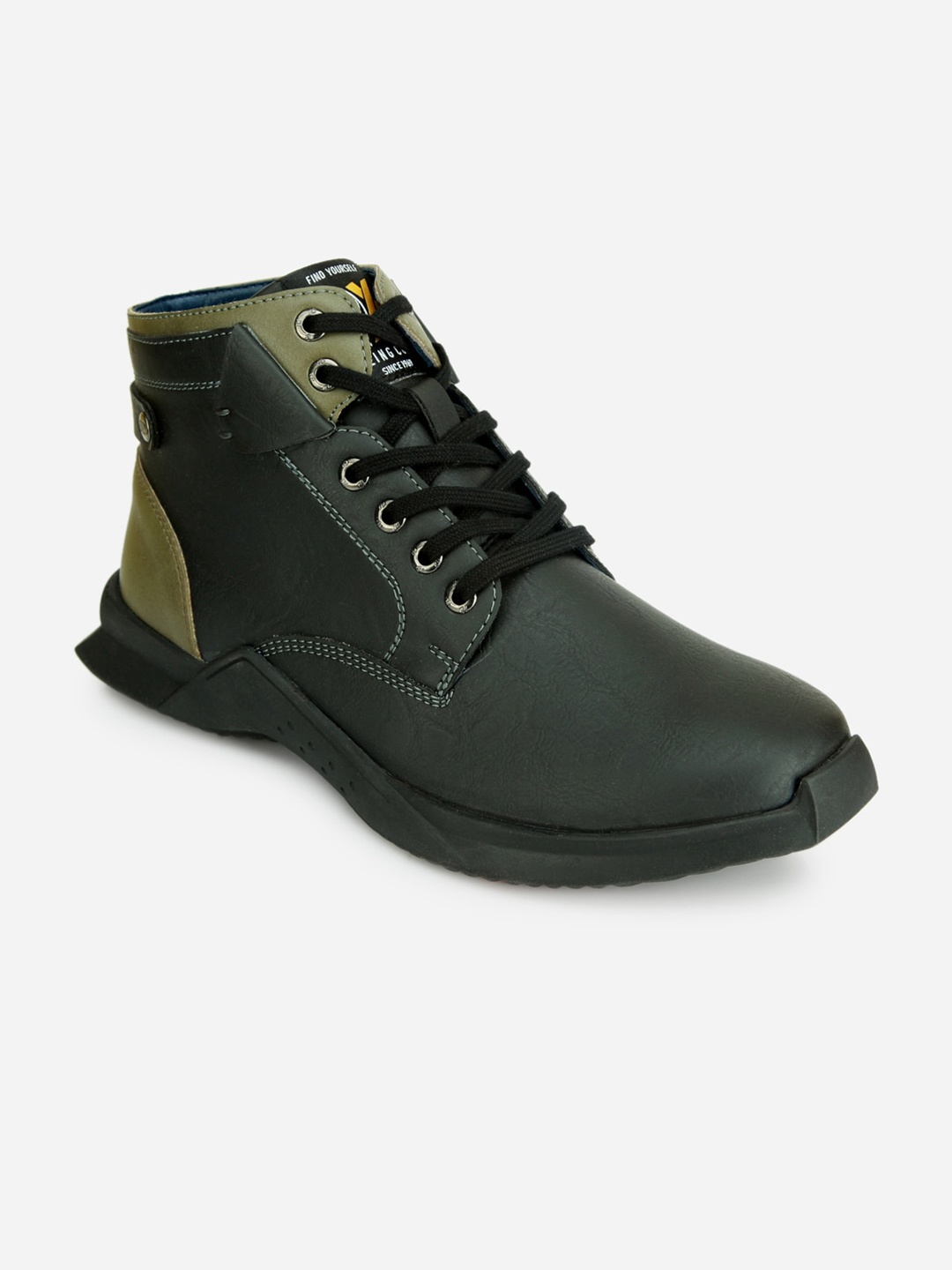 

ID Men Black Colourblocked Mid-Top Boots