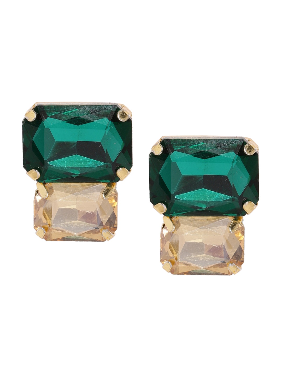 

ASMITTA JEWELLERY Green Party Wear Contemporary Studs Earrings