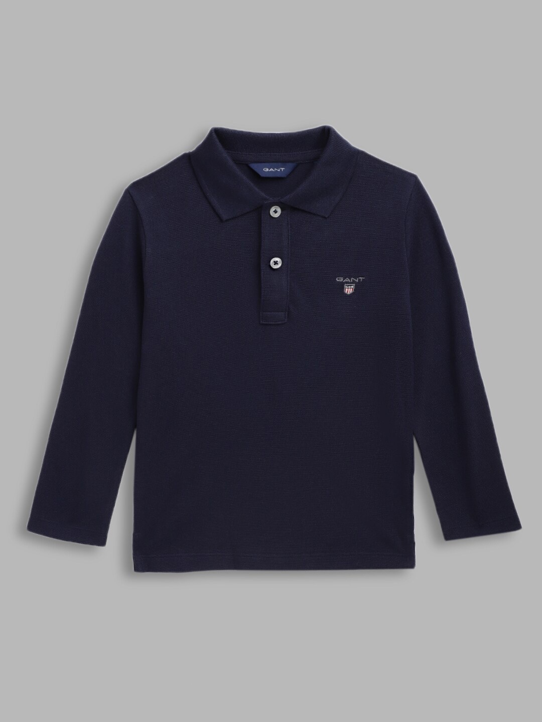 

GANT Boys Navy Blue Solid Polo Collar Slim Fit T-shirt