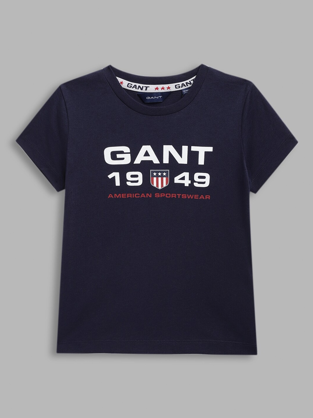 

GANT Boys Navy Blue Brand Logo Printed Slim Fit T-shirt
