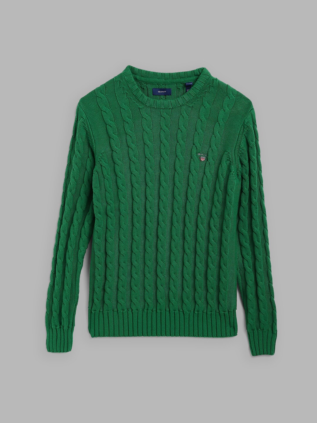 

GANT Boys Green Cable Knit Cotton Pullover