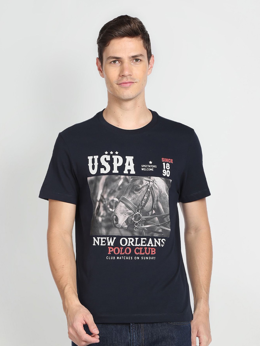 

U.S. Polo Assn. Denim Co. Men Blue Typography Printed Pockets T-shirt