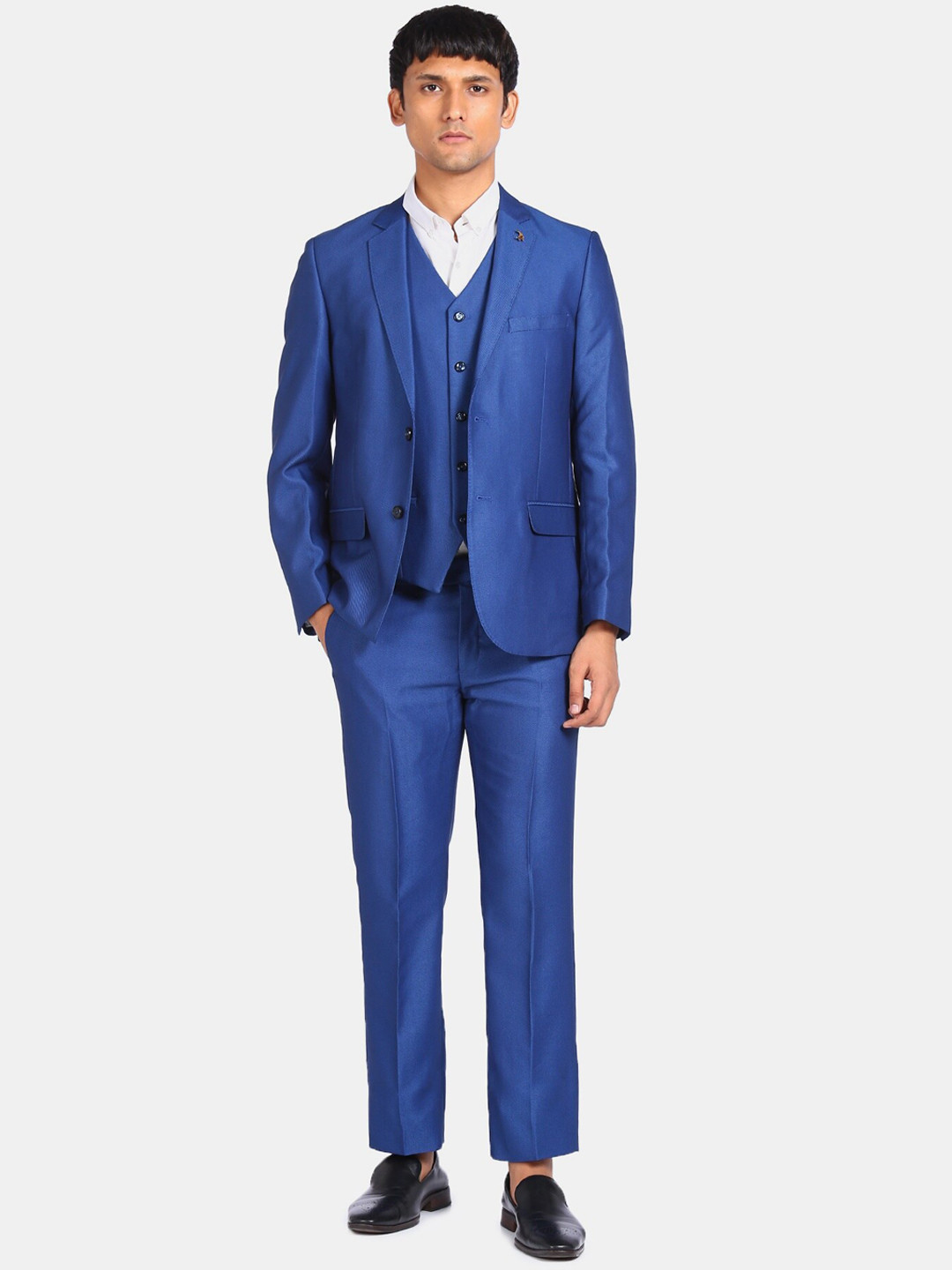 

AD By Arvind Mens Blue Tailored Fit Solid Suit