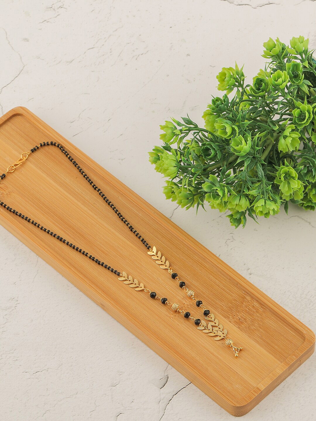 

Brandsoon Set Of 3 Gold-Plated Black Beaded Mangalsutra