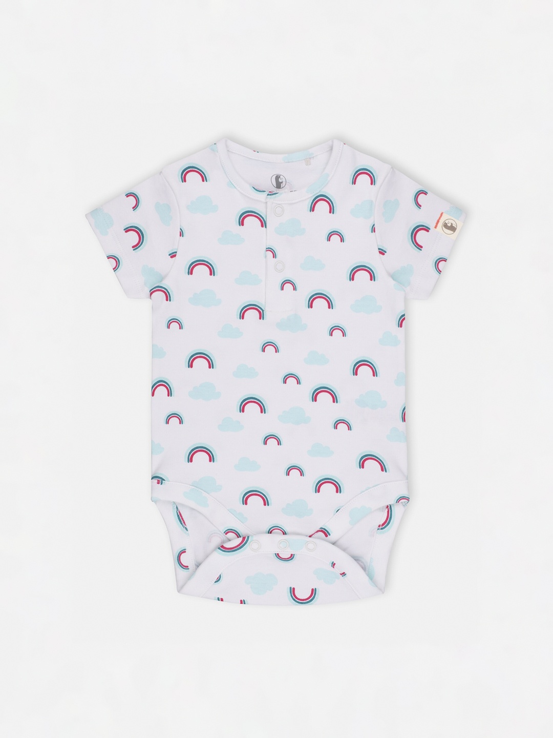 

Babysafe Infant Kids White & Blue Printed Bodysuit