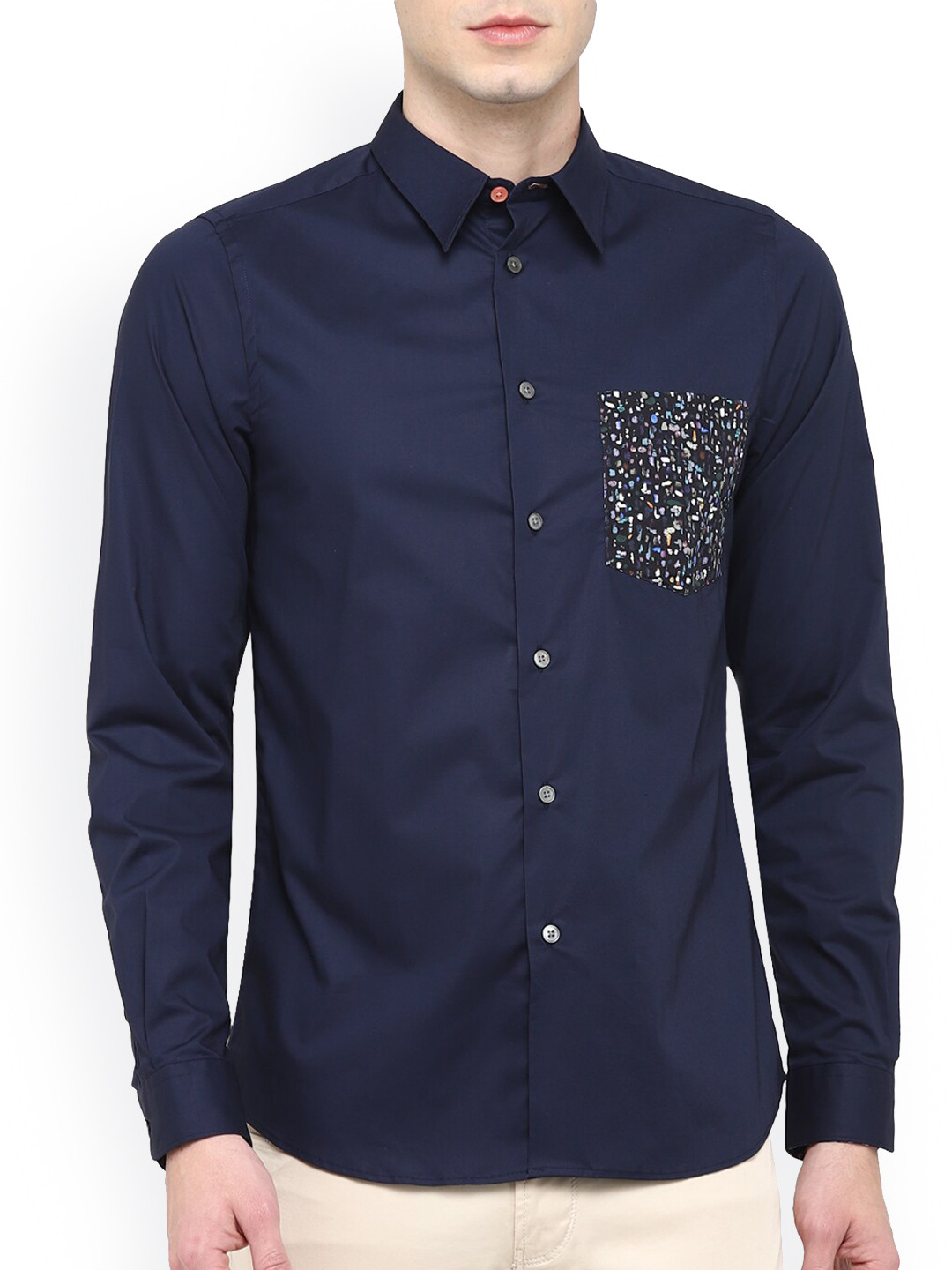 

PS By Paul Smith Men Navy Blue Slim Fit Opaque Casual Shirt