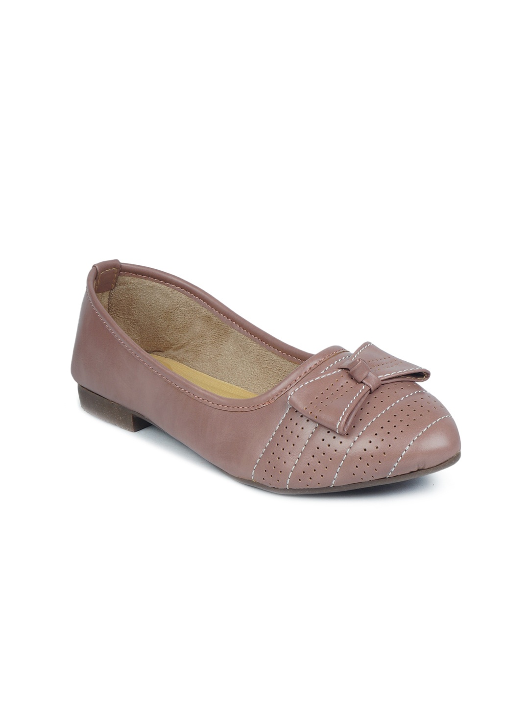 

The Desi Dulhan Women Peach-Coloured Textured Ballerinas with Bows