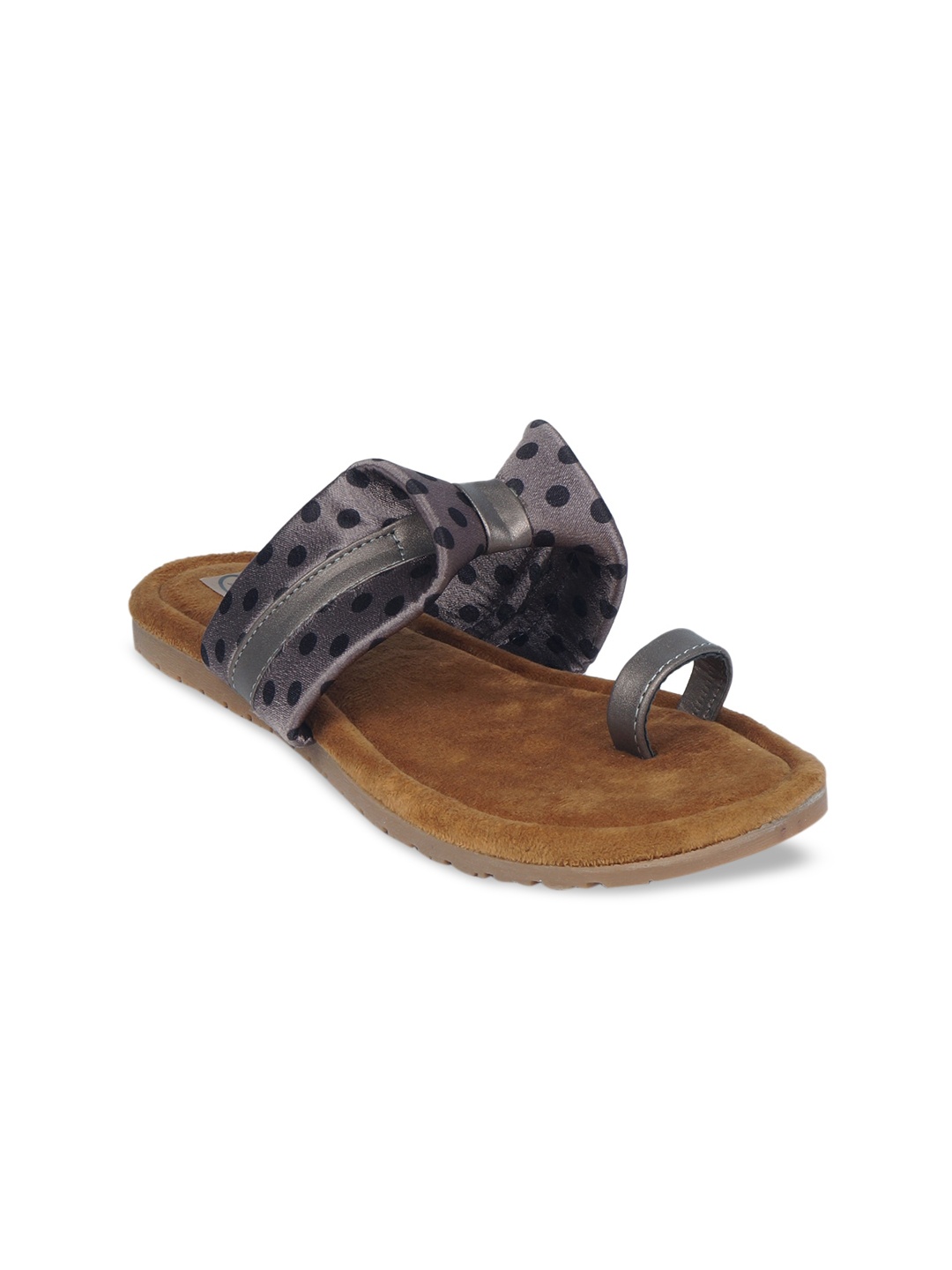 

The Desi Dulhan Women Grey Printed One Toe Flats with Bows