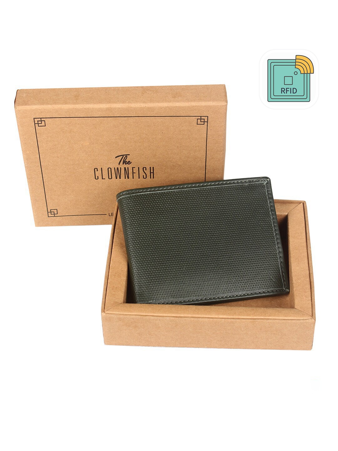 

THE CLOWNFISH Men Black Textured Bi-Fold Leather Card Holder