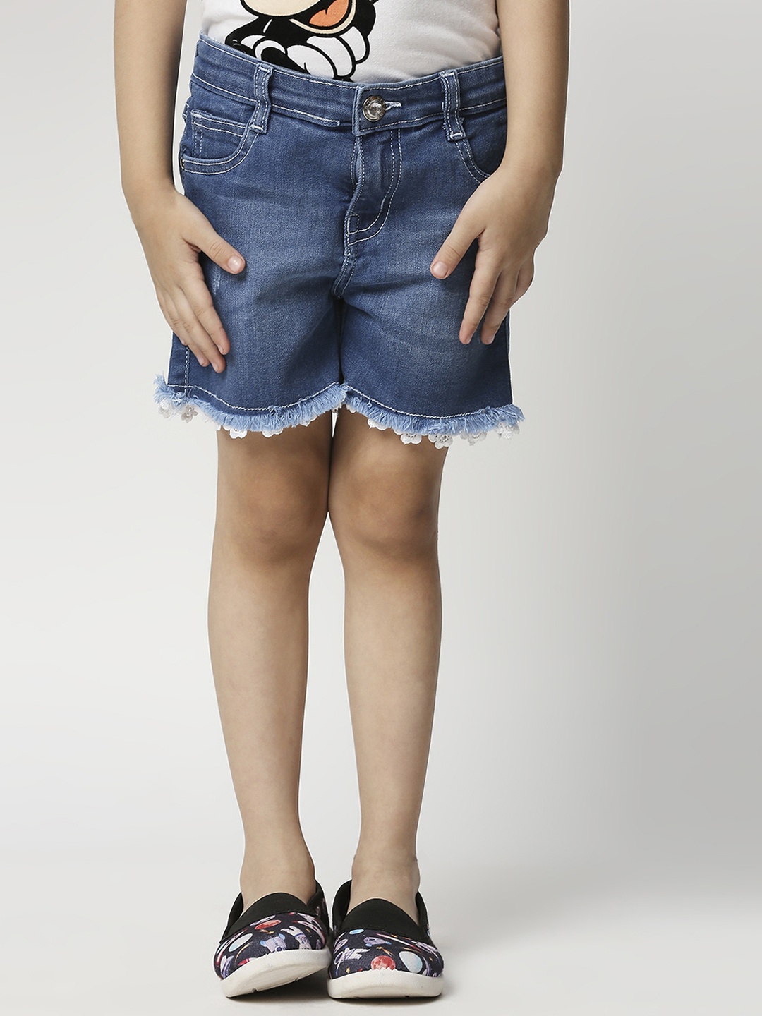 

High Star Girls Blue Washed Slim Fit Denim Shorts