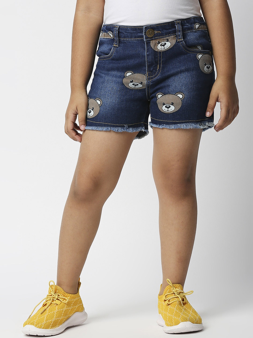 

High Star Girls Blue Washed Slim Fit Denim Shorts