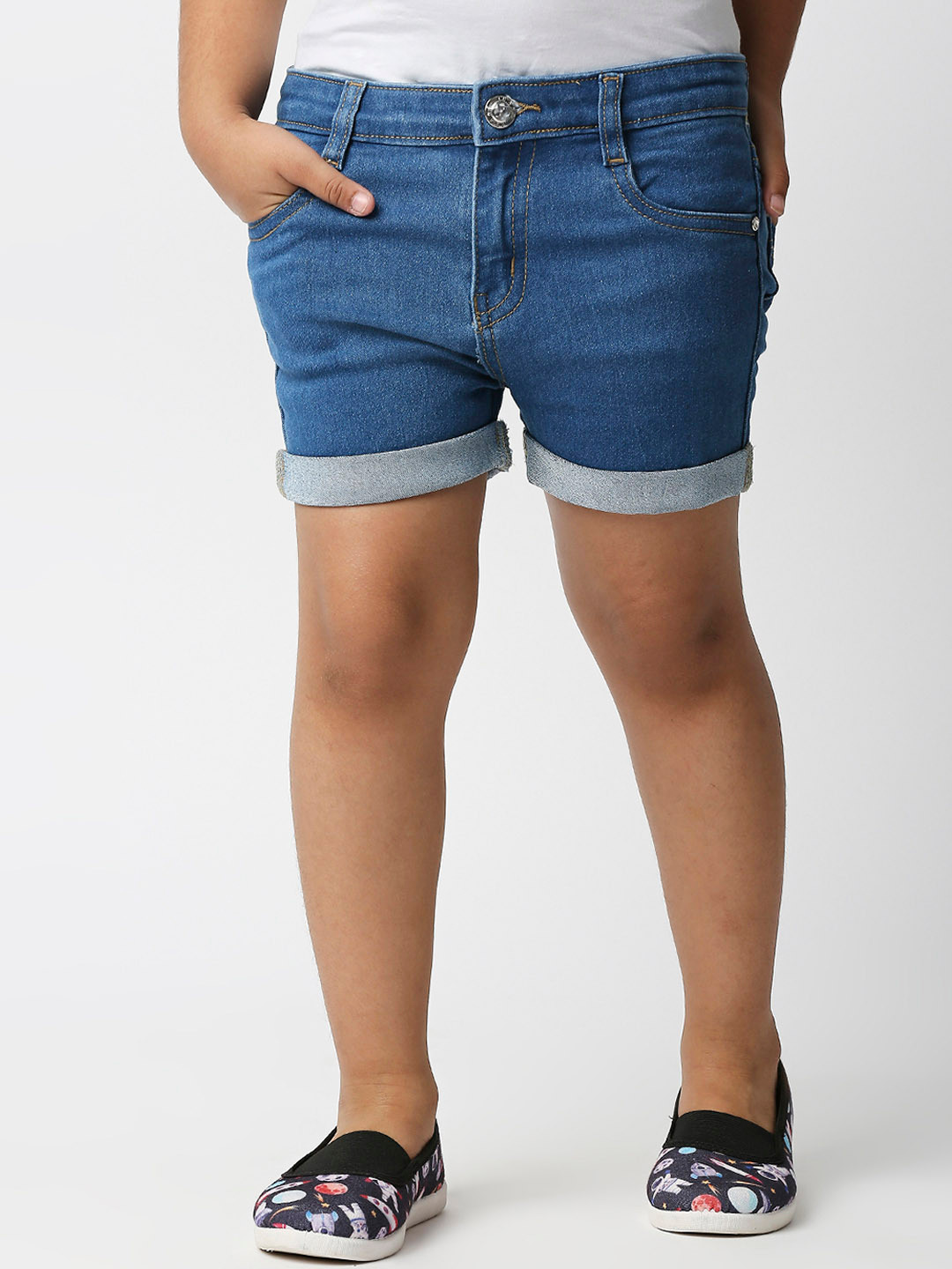 

High Star Girls Blue Slim Fit Denim Shorts