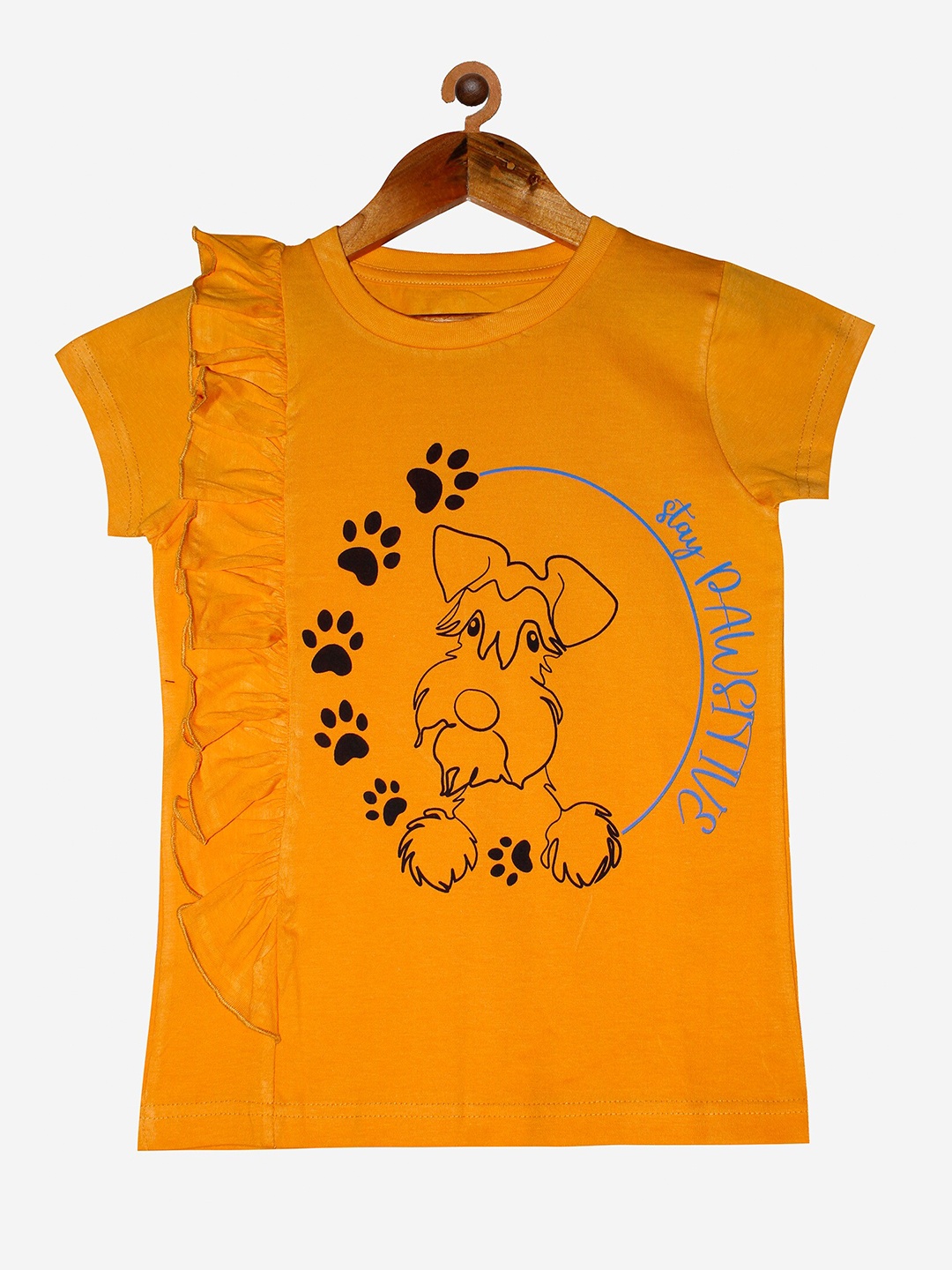 

KiddoPanti Girls Orange Printed T-shirt