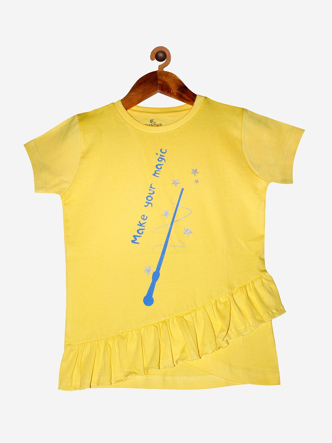 

KiddoPanti Girls Yellow Printed T-shirt