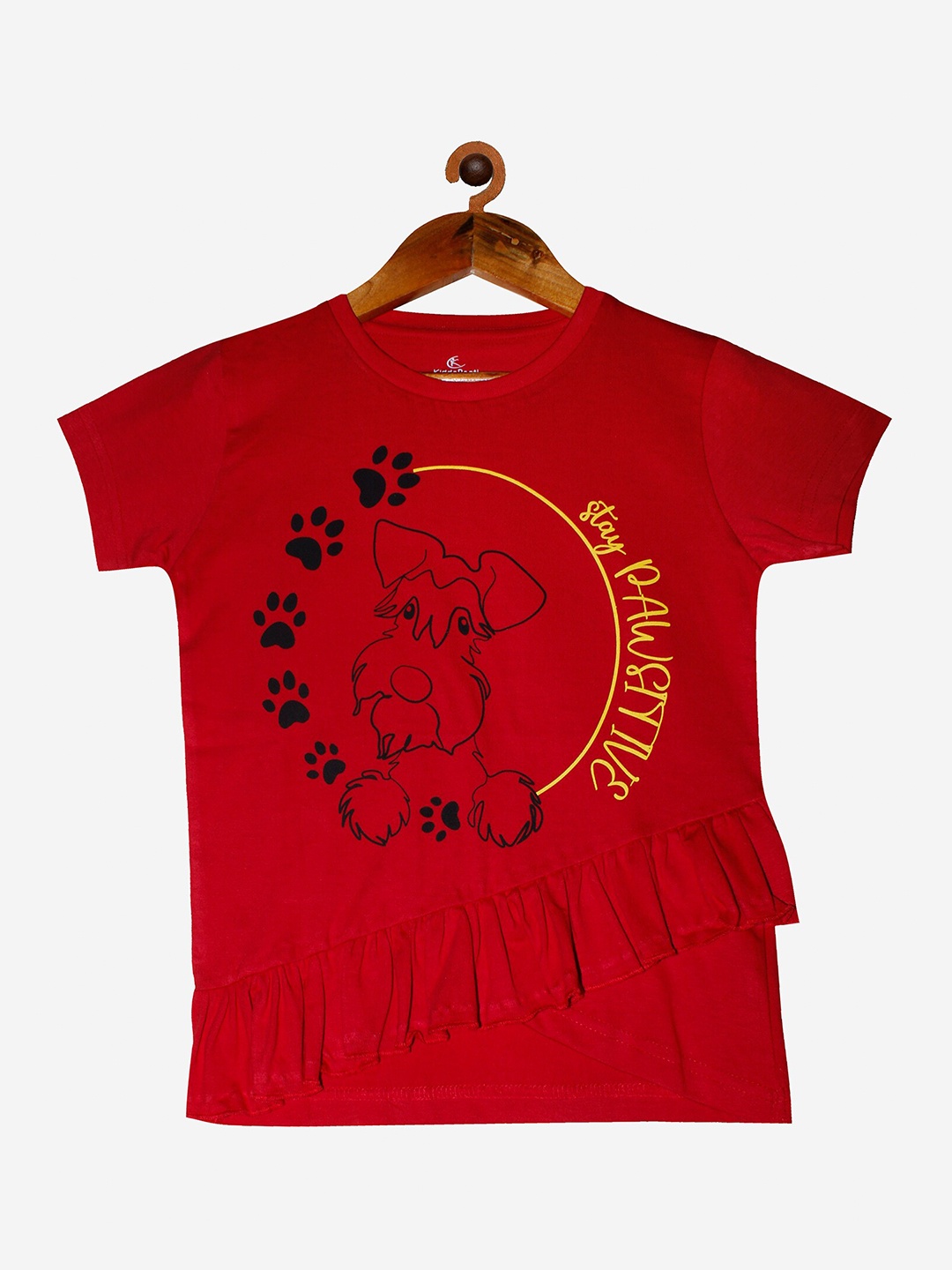 

KiddoPanti Girls Red Printed T-shirt