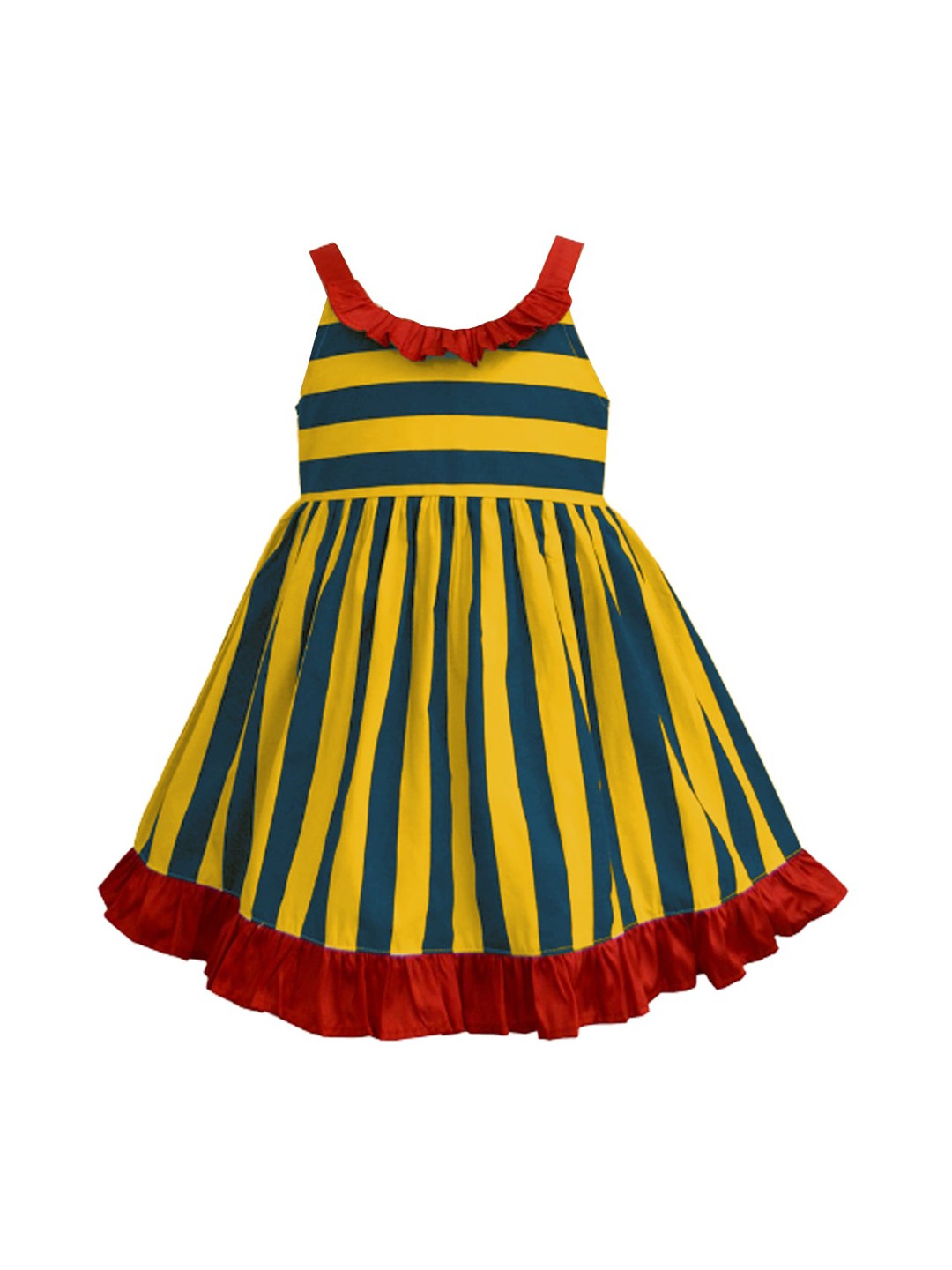 

A T U N Mustard Yellow Striped Dress