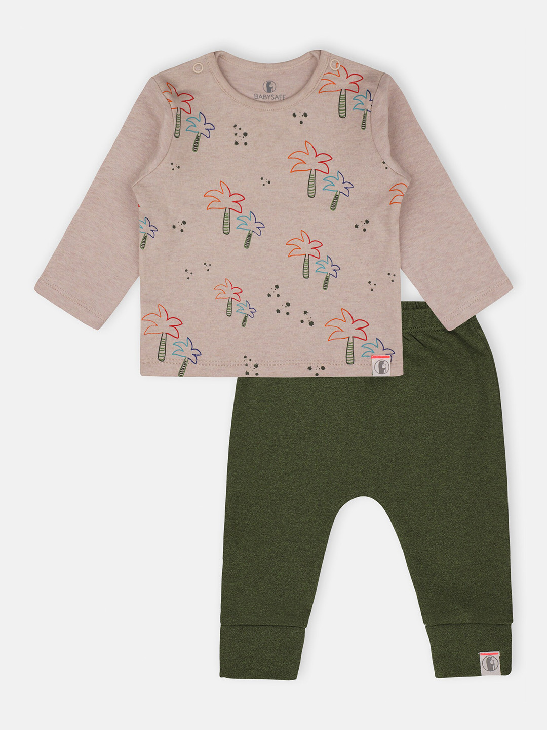

Babysafe Boys Beige & Green Printed Pure Cotton T-shirt with Pyjamas