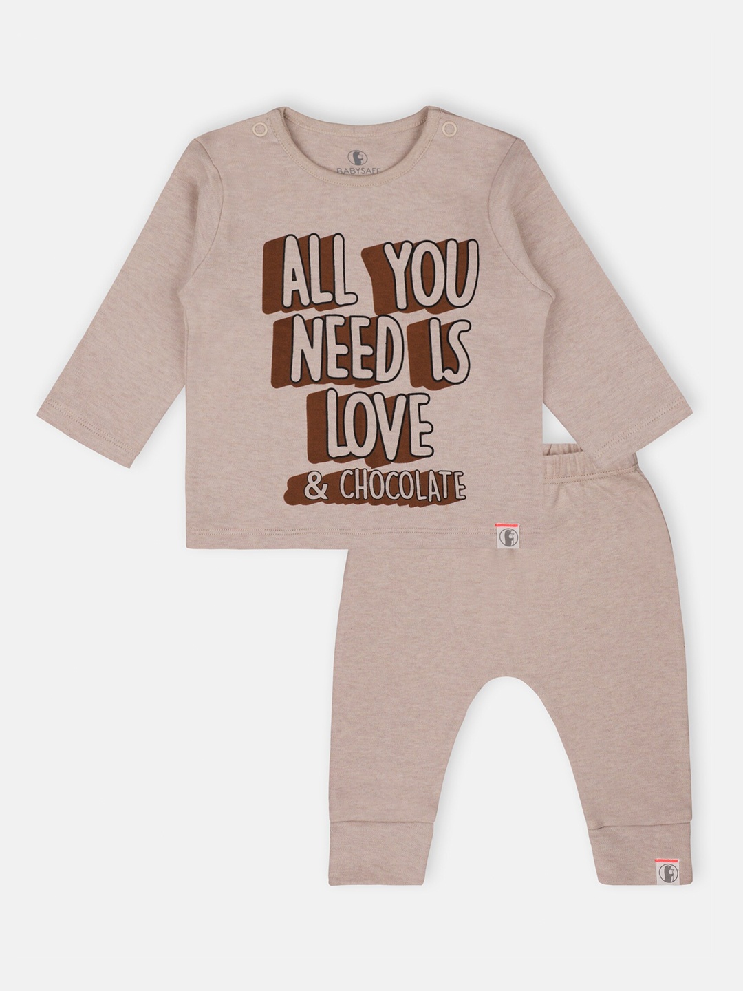 

Babysafe Boys Beige & Brown Printed Top with Pyjamas, Grey melange