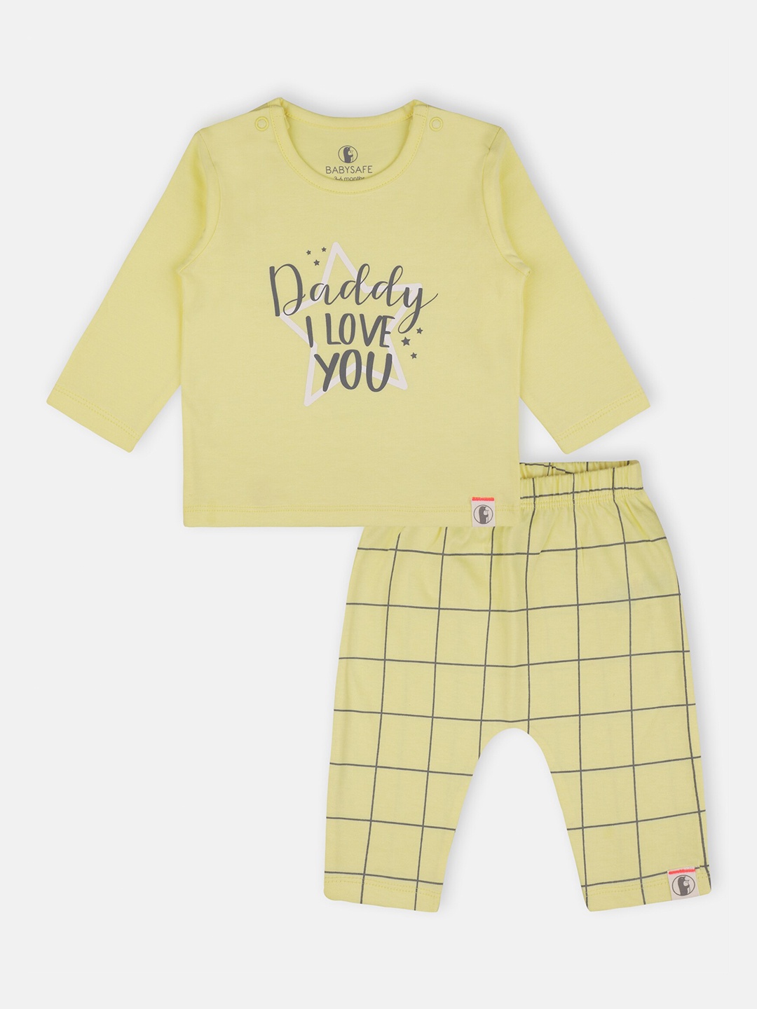 

Babysafe Boys Yellow & Grey Pure Cotton Printed T-shirt with Pyjamas
