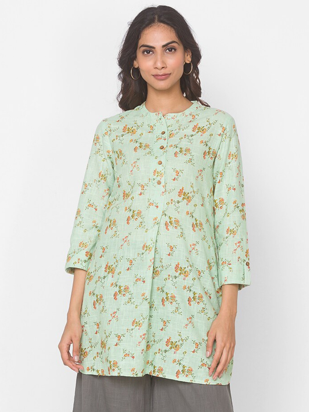 

Ethnicity Green Floral Regular Longline Top