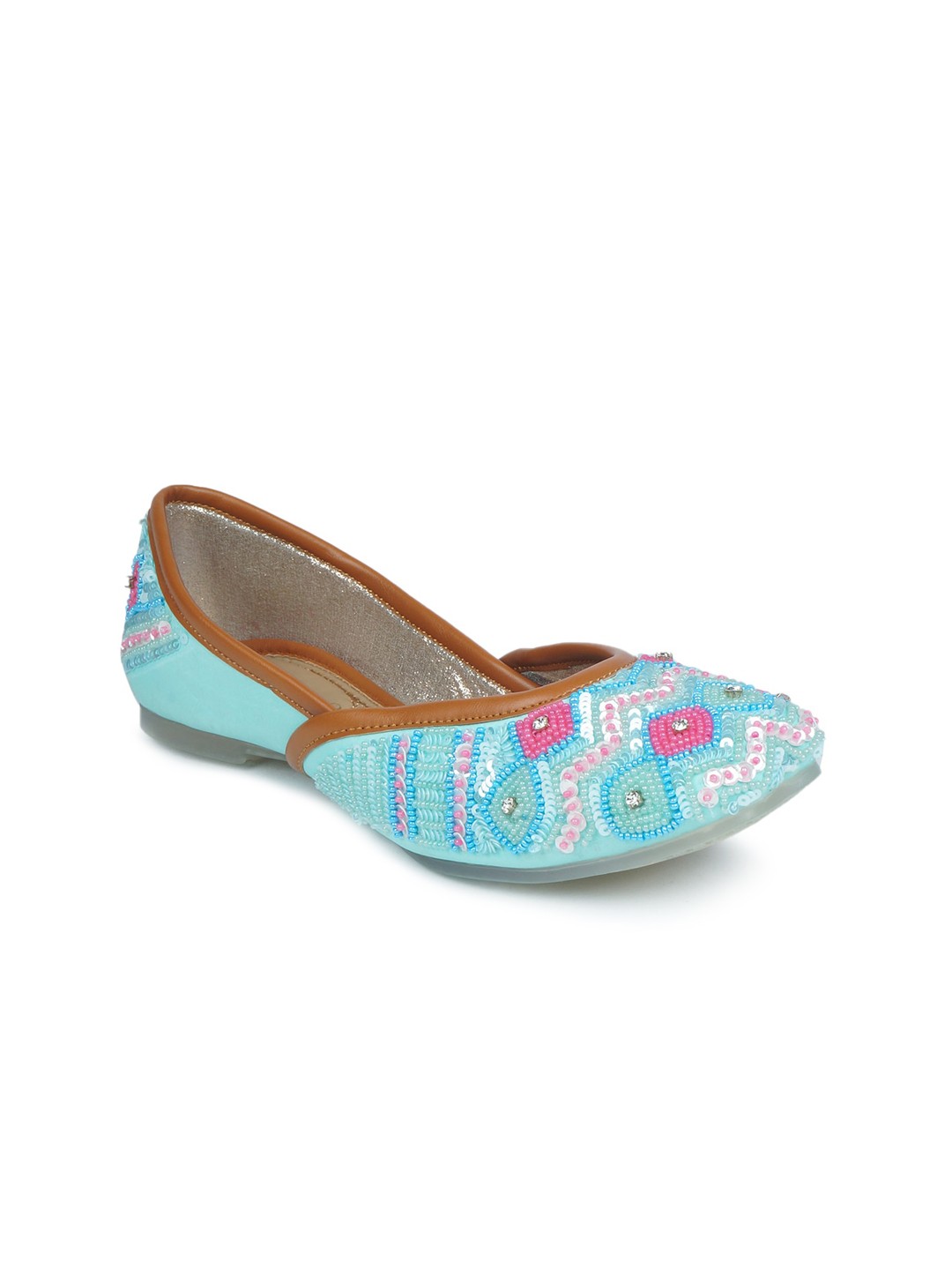 

The Desi Dulhan Women Blue Embellished Handcrafted Mojaris