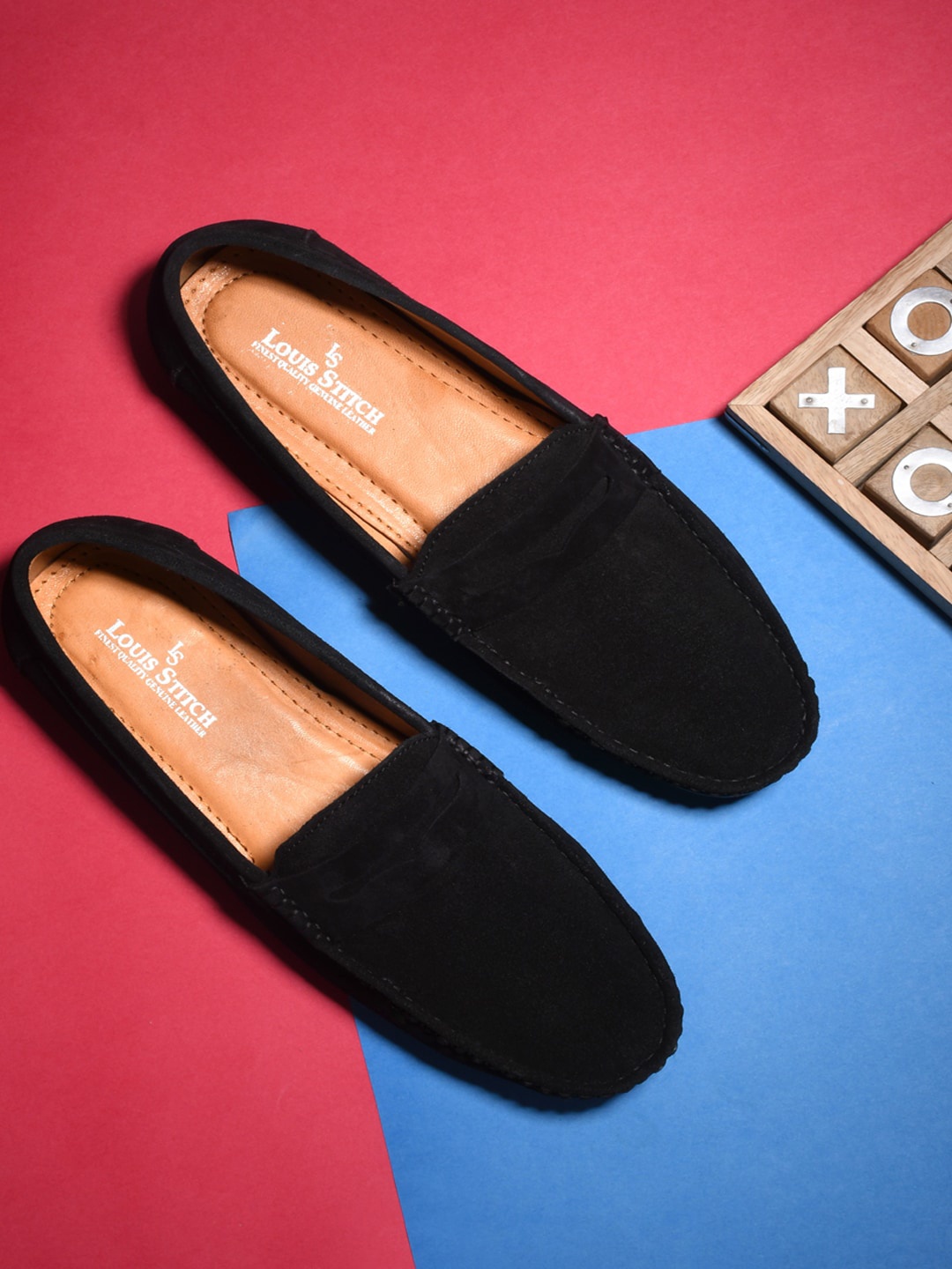 

LOUIS STITCH Men Black Suede Loafers