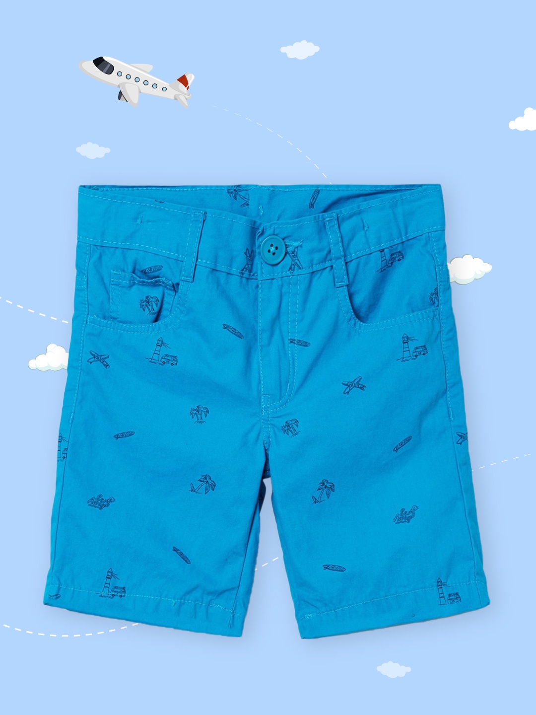 

max Boys Blue Conversational Printed Regular Shorts