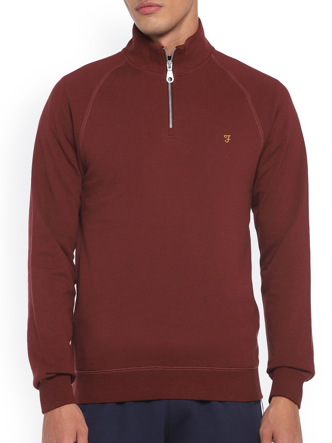 

Farah Men Red Half Zip Sweatshirt