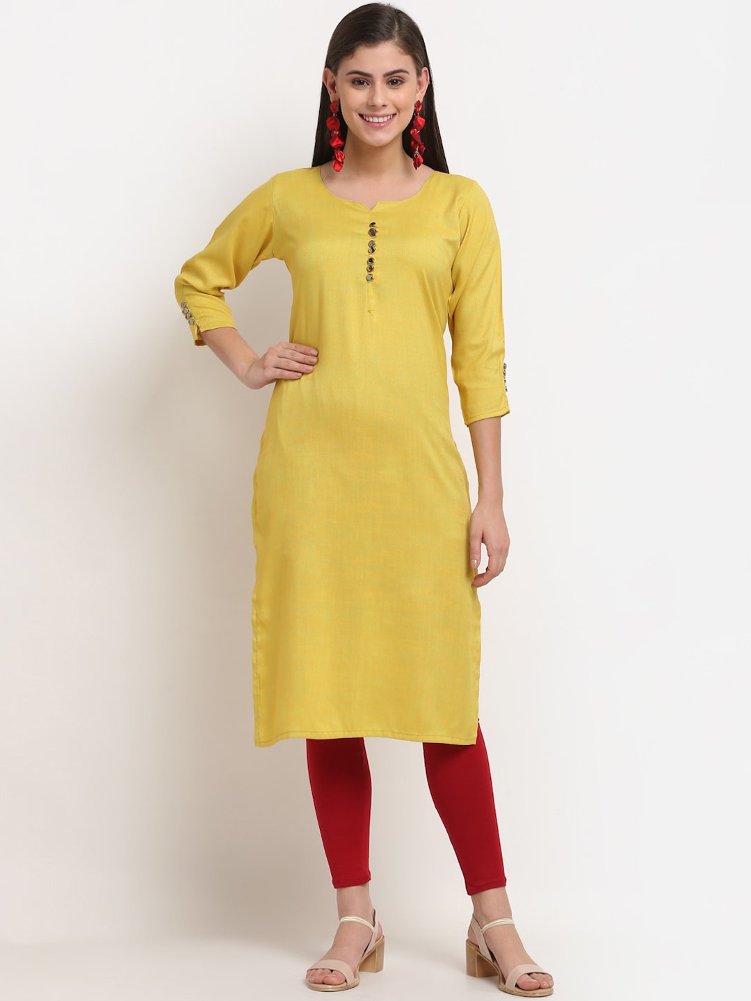 

GRACIT Women Yellow Cotton Silk Kurta