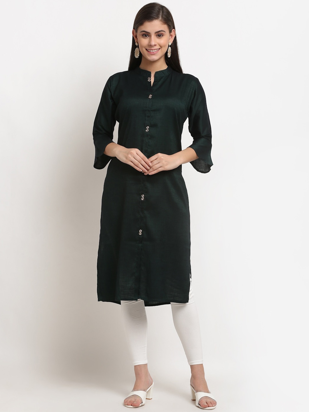 

GRACIT Women Green Bell Sleeves Floral Kurta