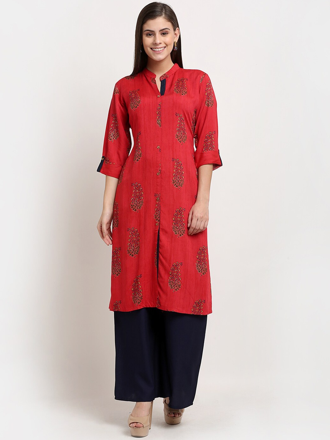 

GRACIT Women Red Ethnic Motifs Printed Straight Kurta