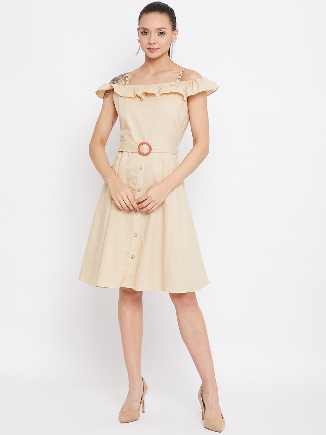 

CAMLA Beige Off-Shoulder Dress