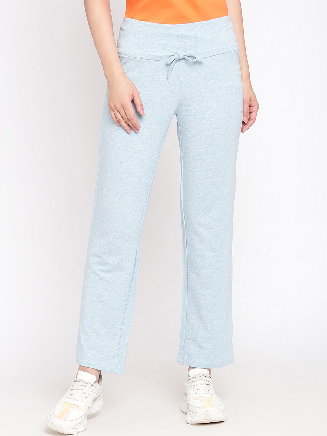 

Spolei Women Blue Solid Cotton Slim-Fit Track Pants