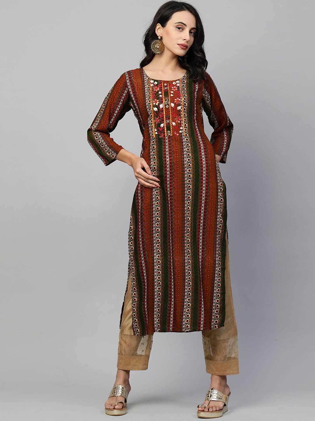 

FASHOR Women Multicoloured Embroidered Thread Work Kurta, Multi