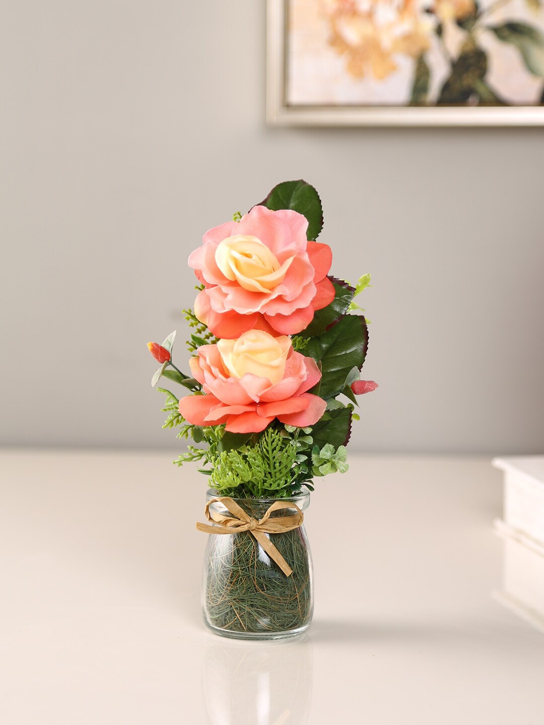 

HomeTown Yellow & Pink Artificial Rose Flower With Pot
