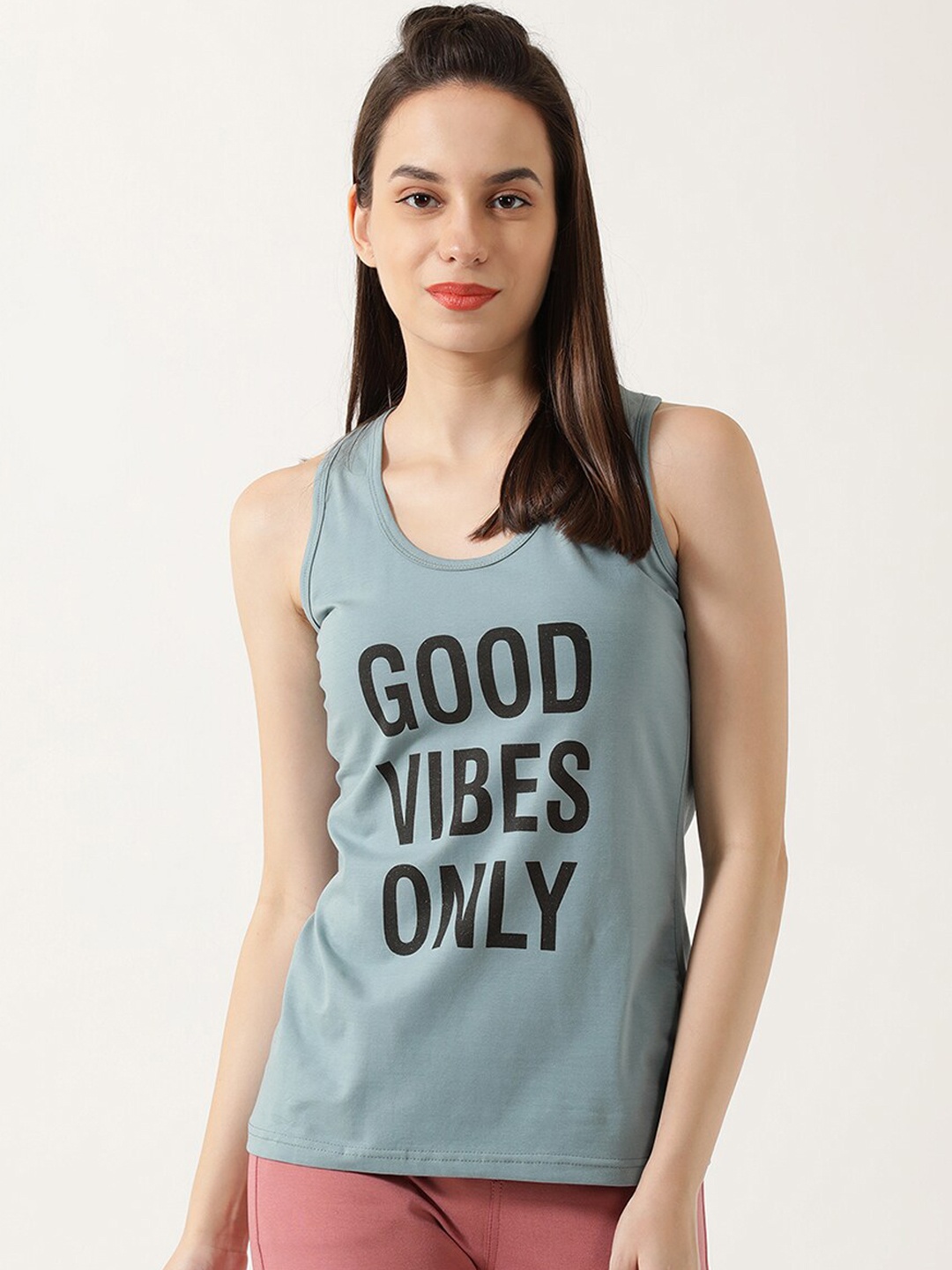 

V2 Value & Variety Women Grey & Black Printed Cotton Basic Innerwear Vest