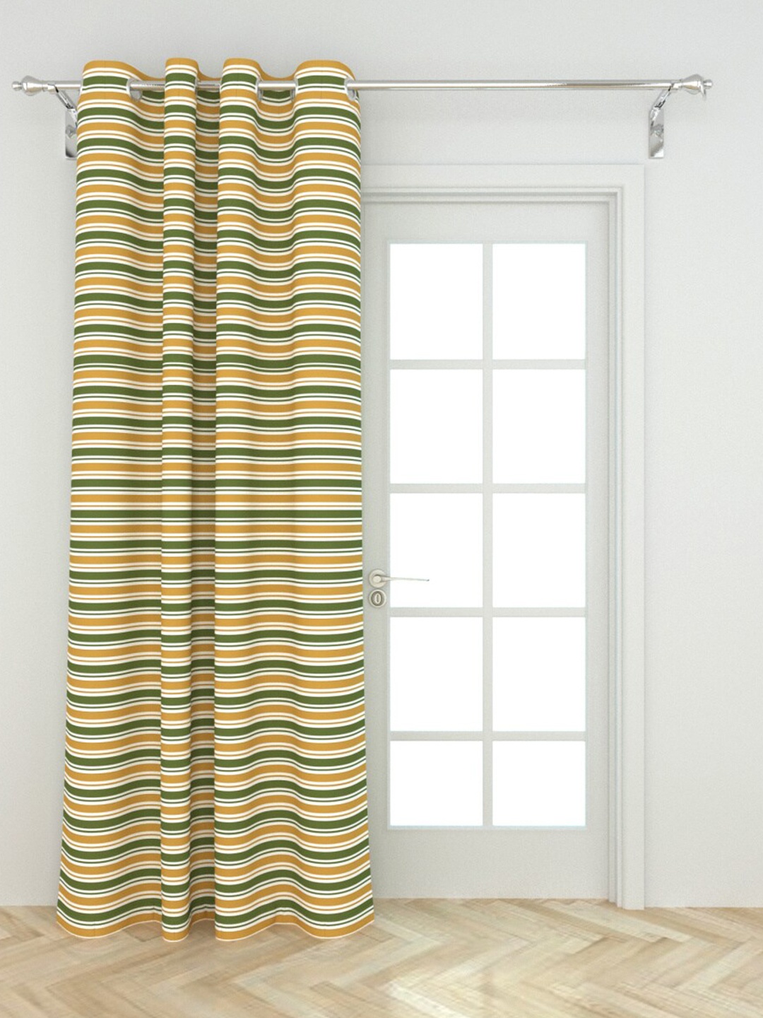 

Home Centre Off White & Mustard Single Striped Regular Door Curtain