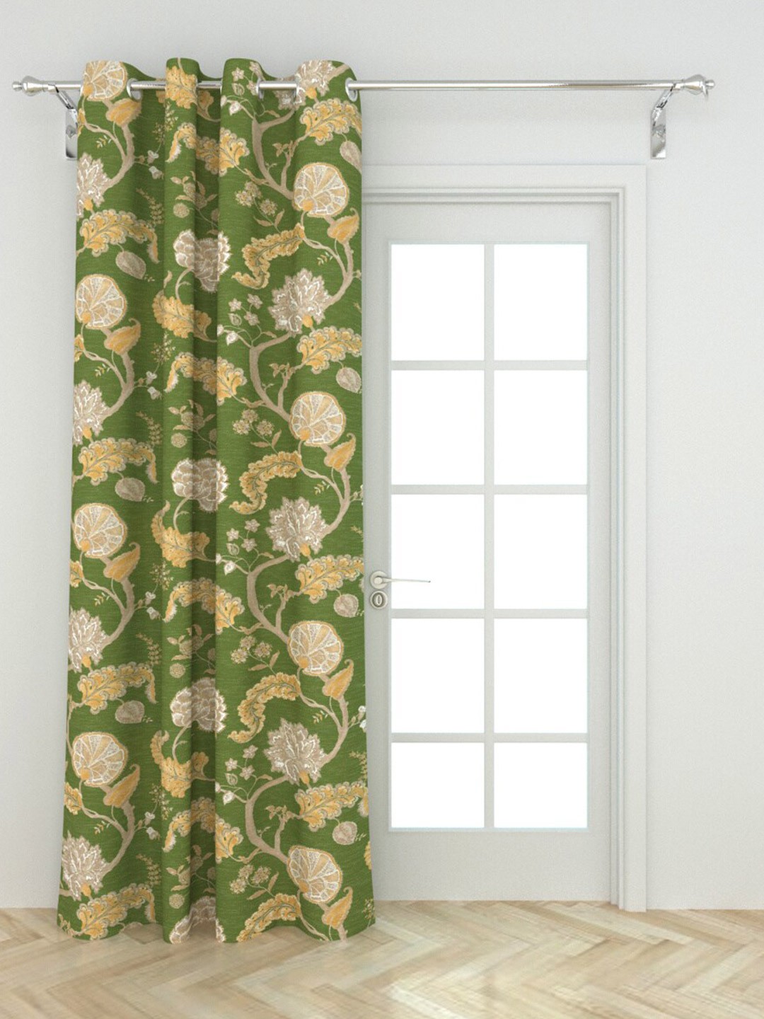 

Home Centre Green & Grey Floral Room Darkening Door Curtain