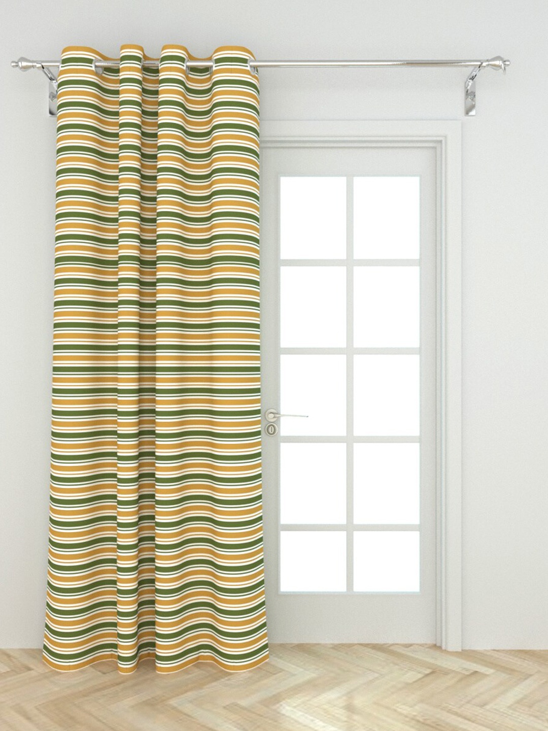 

Home Centre Mustard & Green Striped Cotton Door Curtain