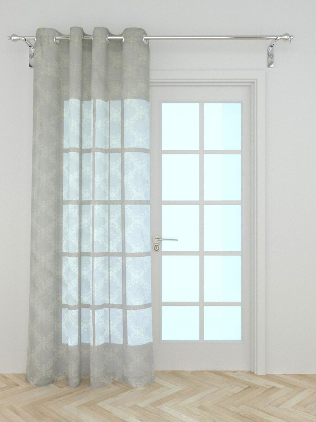 

Home Centre Grey & Cream Single Chanderi Trellis Sheer Door Curtain