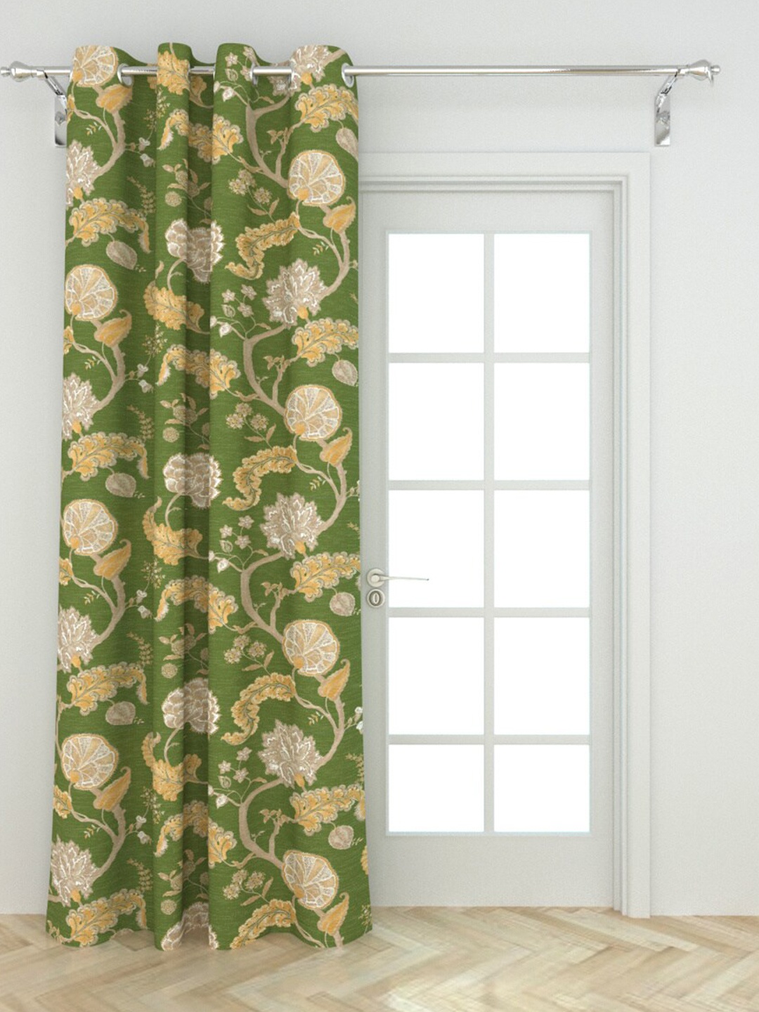 

Home Centre Green & Cream-Coloured Floral Door Curtain
