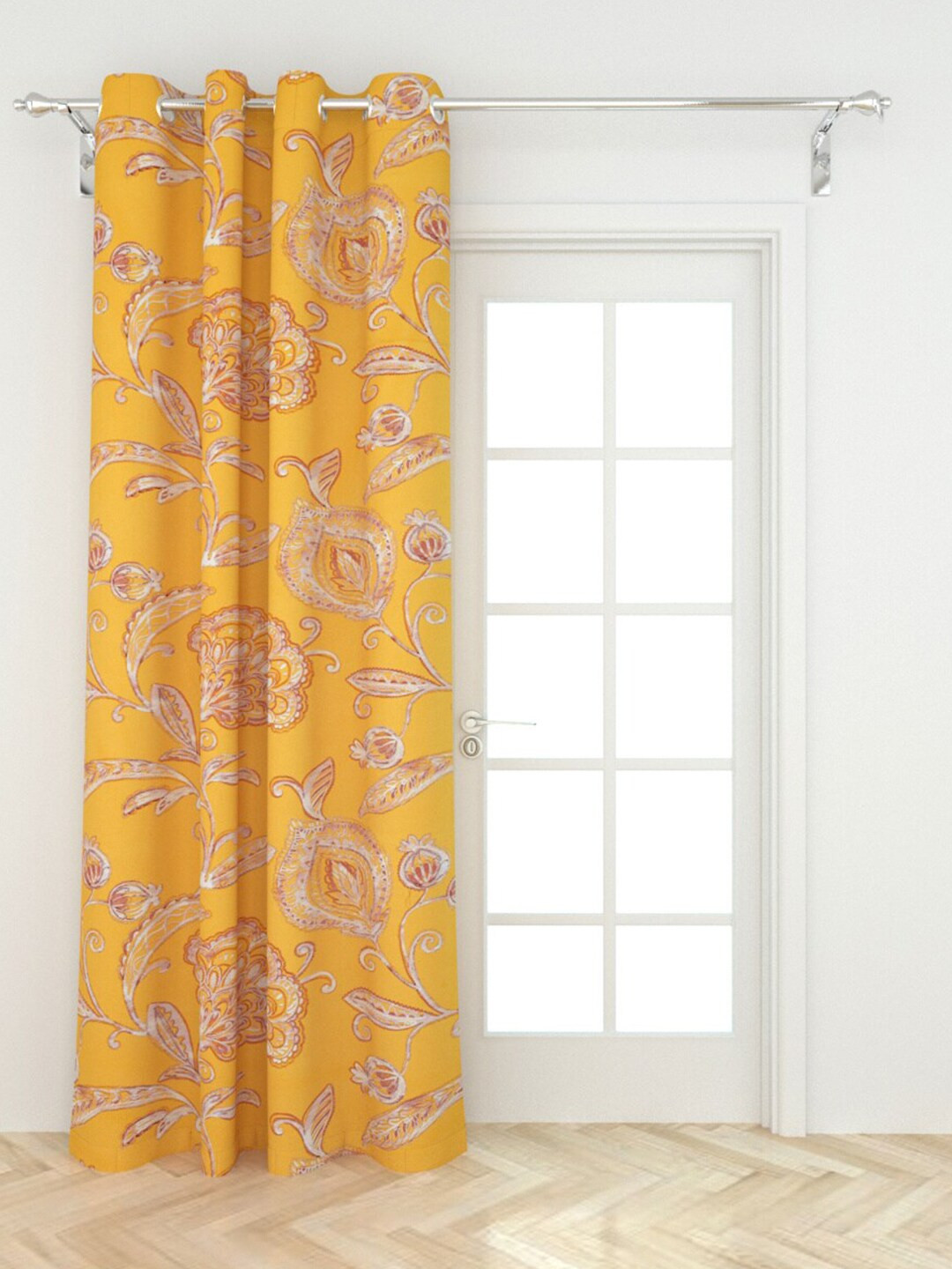 

Home Centre Yellow & White Floral Printed Cotton Door Curtain