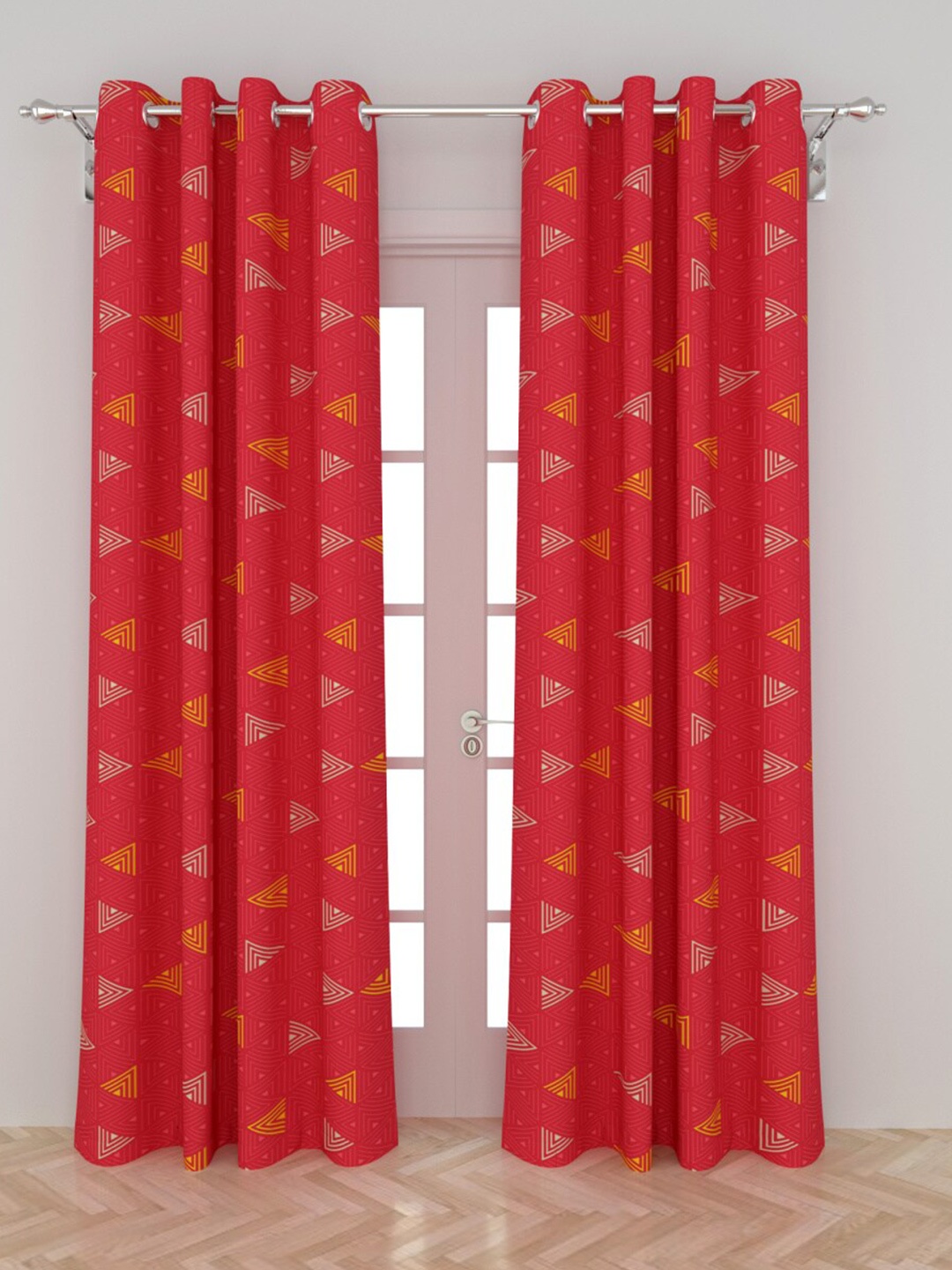 

Home Centre Pink & Yellow Set of 2 Geometric Door Curtain