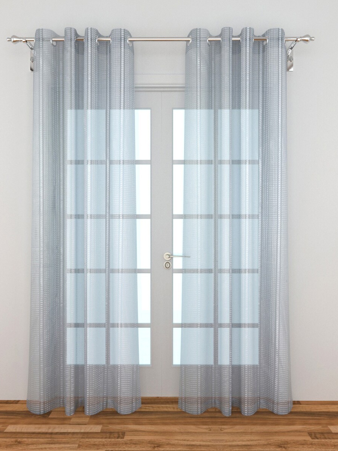 

Home Centre Blue Set of 2 Striped Sheer Door Curtain