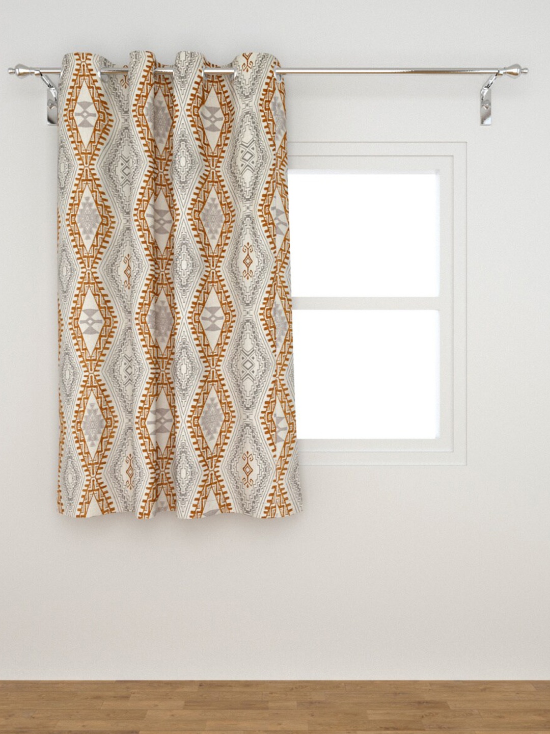 

Home Centre White & Brown Geometric Semi Sheer Cotton Window Curtain