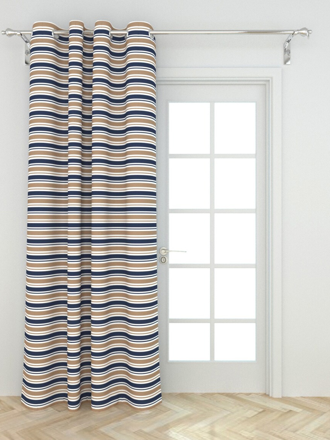 

Home Centre Brown & Blue Striped Door Curtain