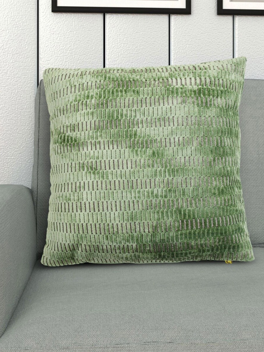 

Home Centre Green Square Velvet Cushion Cover