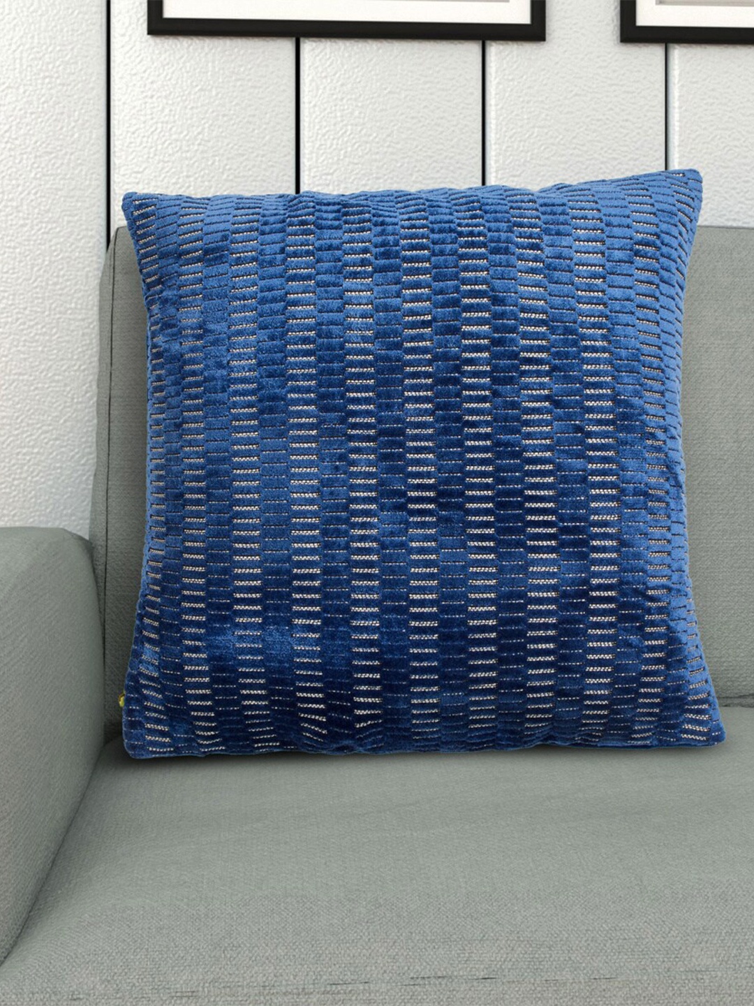 

Home Centre Blue Square Textured Velvet Cushion Covers